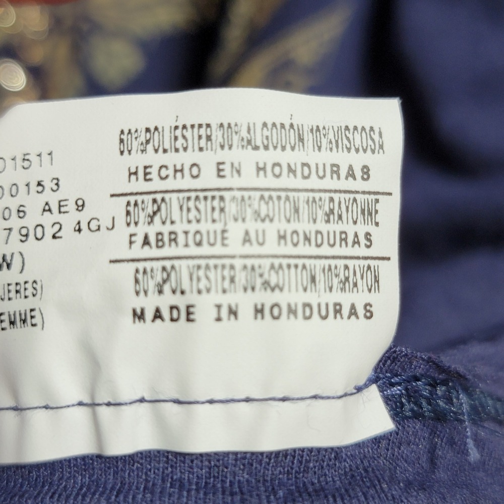 JMS Just My Size by Hanes Navy Blue Gold Medallion Ruched Side Tunic Top 5X - Picture 5 of 8